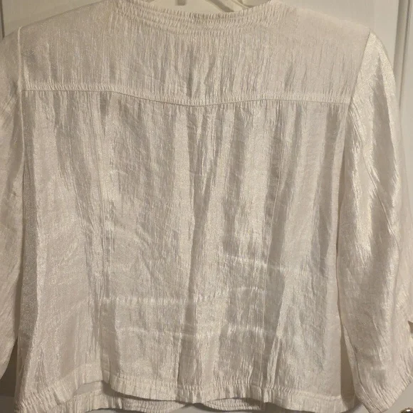 Ruby Rd. White Shimmery Button-Up Jacket - Picture 7 of 7